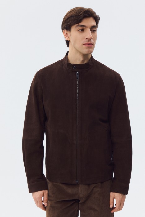 куртка из натуральной замши от бренда снежная королева вид слева