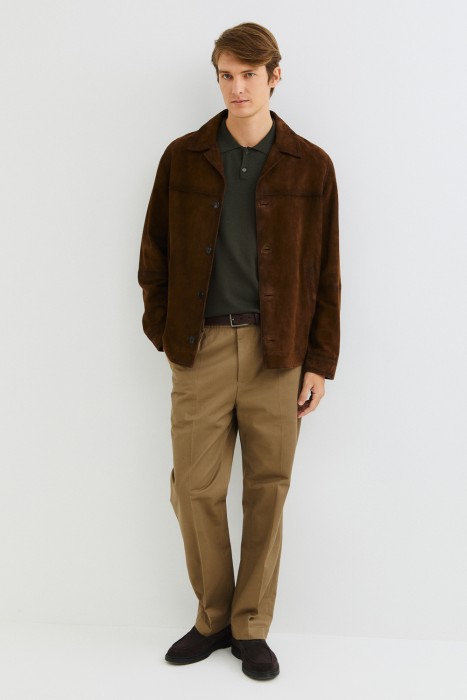 куртка из натуральной замши от бренда снежная королева вид слева