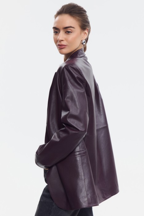 куртка-пиджак из натуральной кожи из россии вид сбоку