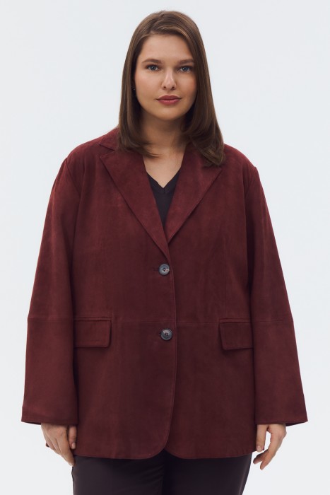 куртка-пиджак из натуральной замши от бренда снежная королева вид слева