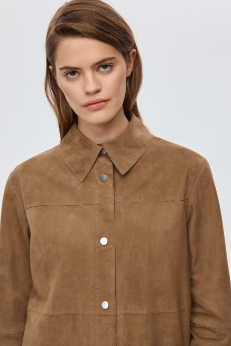 куртка-рубашка из натуральной замши из россии вид сбоку