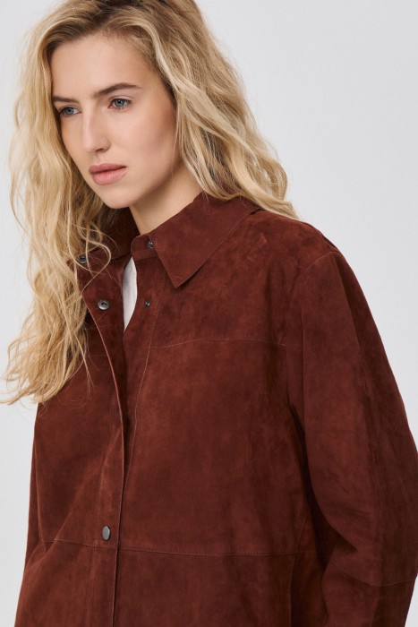 куртка-рубашка из натуральной замши из россии вид сбоку
