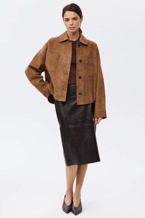 куртка-рубашка из натуральной замши от бренда снежная королева вид слева