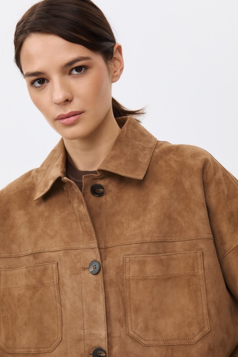 куртка-рубашка из натуральной замши из россии вид сбоку