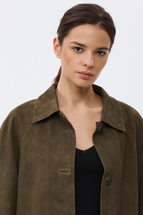 куртка-рубашка из натуральной замши из россии вид сбоку