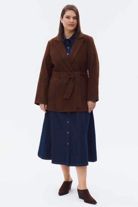 куртка-жакет из натуральной замши от бренда снежная королева вид слева