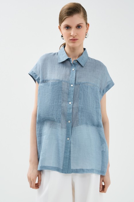 льняная блузка от бренда снежная королева вид слева