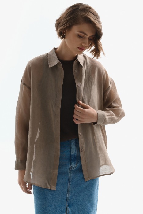 льняная рубашка от бренда снежная королева вид слева