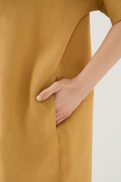 льняное платье из россии вид сбоку