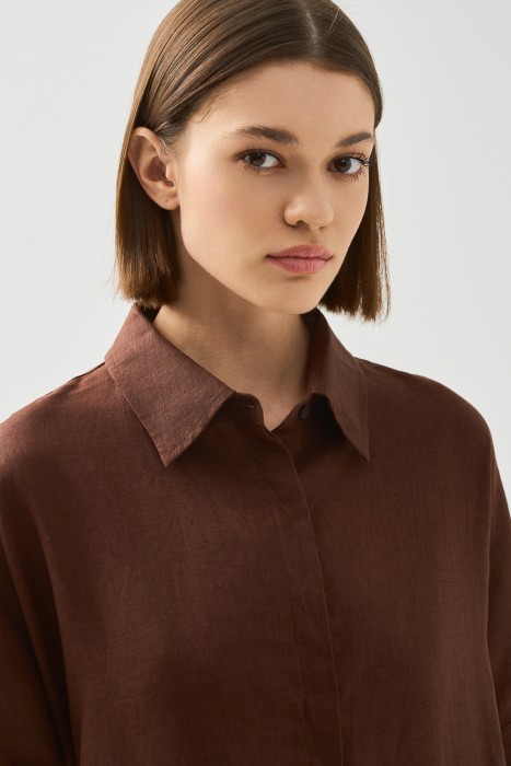 льняное платье из россии вид сбоку