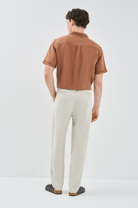 льняные брюки из россии вид сбоку