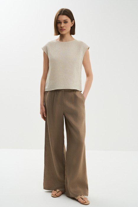 льняные брюки от бренда снежная королева вид слева