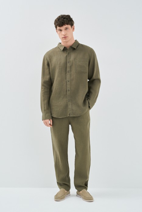 льняные брюки от бренда снежная королева вид слева