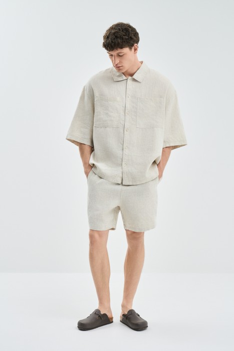 льняные шорты 752375003 фотография