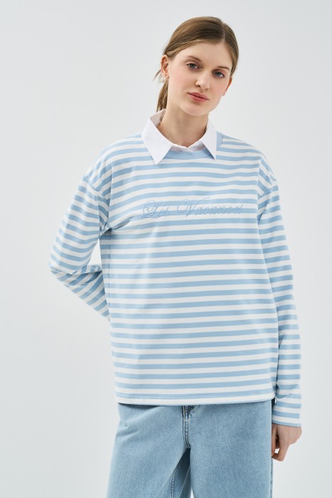 лонгслив в полоску от бренда снежная королева вид слева