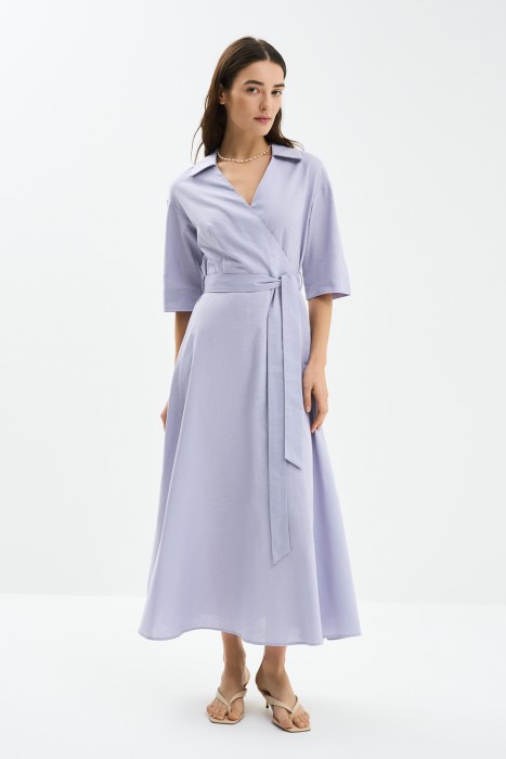 макси-платье с поясом от бренда снежная королева вид слева