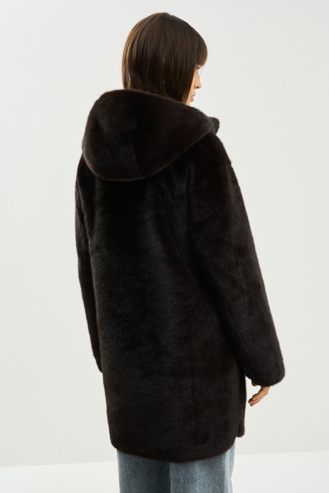 пальто из шерсти с капюшоном по цене 12560 руб вид справа