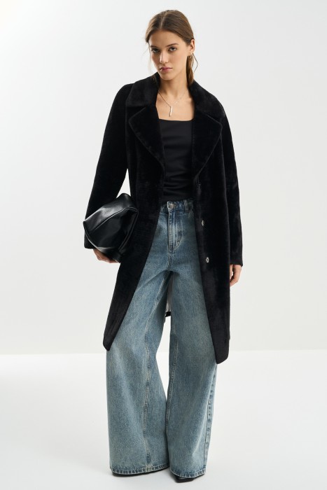 пальто из шерсти с поясом 785733003 фотография