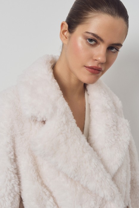 пальто из шерсти с поясом по цене 12230 руб вид справа