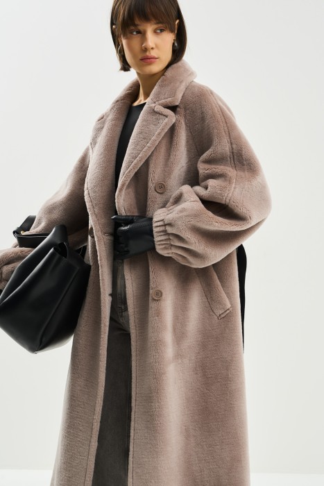 пальто из шерсти с поясом 791997003 фотография