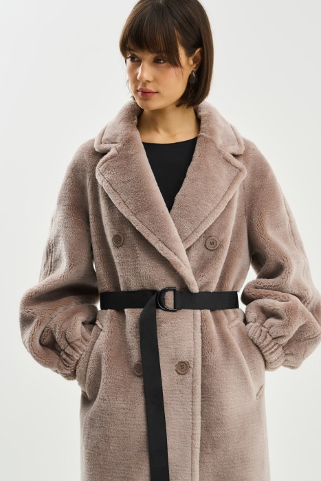 пальто из шерсти с поясом по цене 12230 руб вид справа