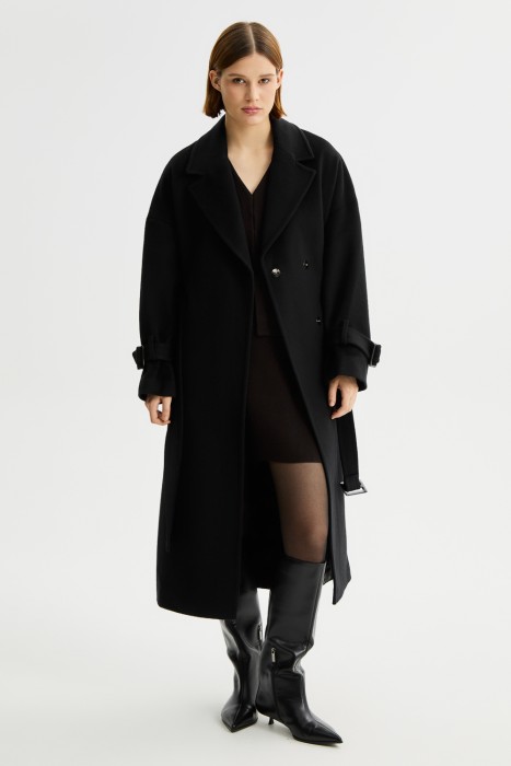 пальто с поясом из россии вид сбоку