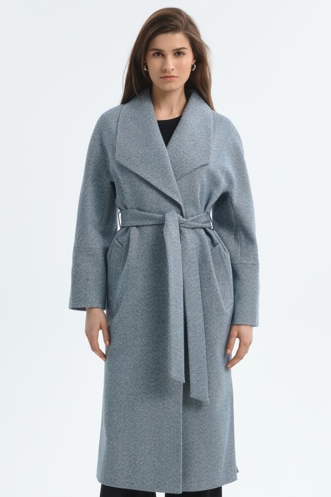 пальто с поясом от бренда снежная королева вид слева