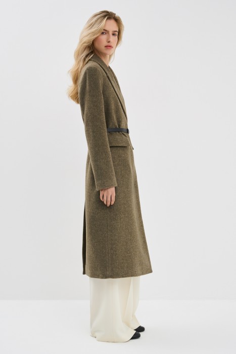пальто с поясом из россии вид сбоку