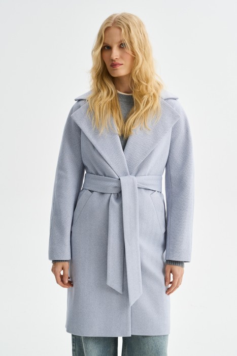 пальто с поясом от бренда снежная королева вид слева