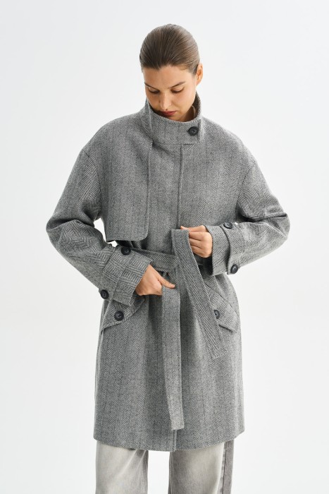 пальто с поясом 778977003 фотография