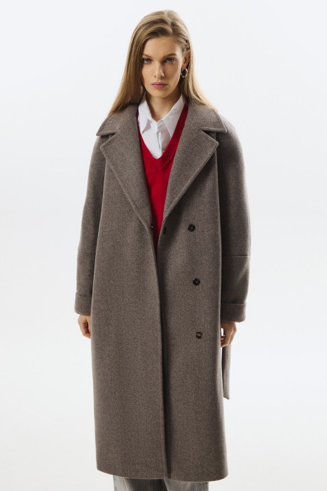 пальто с поясом из россии вид сбоку