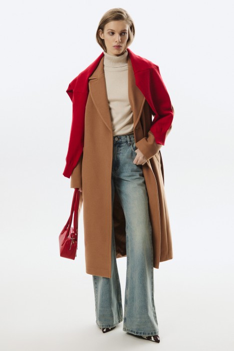 пальто с поясом 807248003 фотография