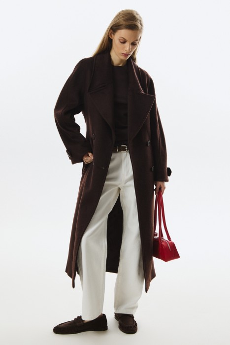 пальто с поясом из россии вид сбоку