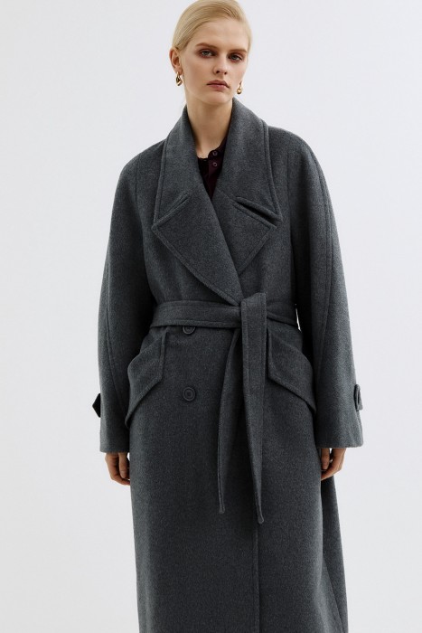 пальто с поясом от бренда снежная королева вид слева