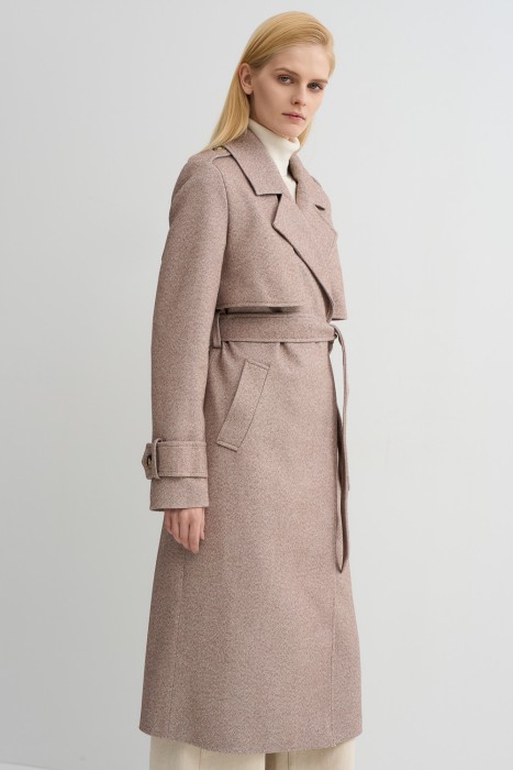 пальто с поясом из россии вид сбоку