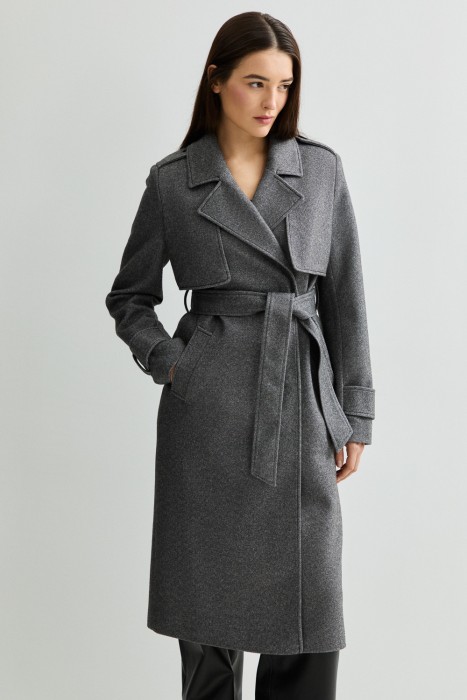 пальто с поясом 808699003 фотография