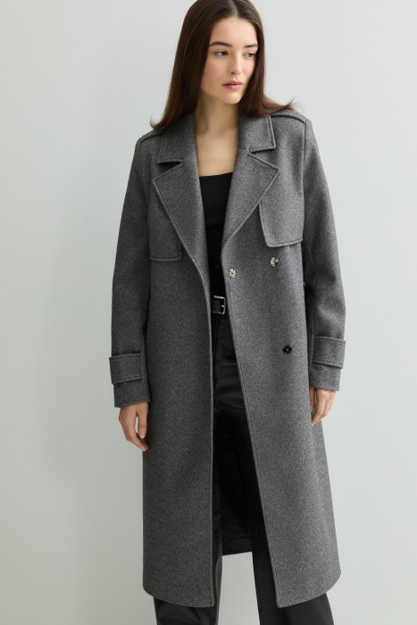 пальто с поясом от бренда снежная королева вид слева