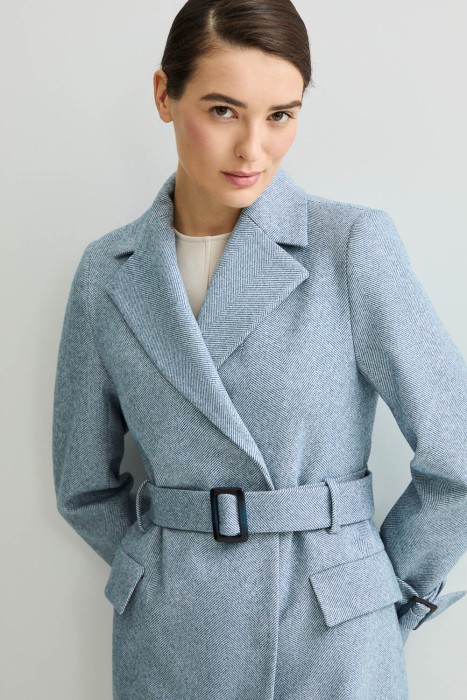 пальто с поясом 808704003 фотография