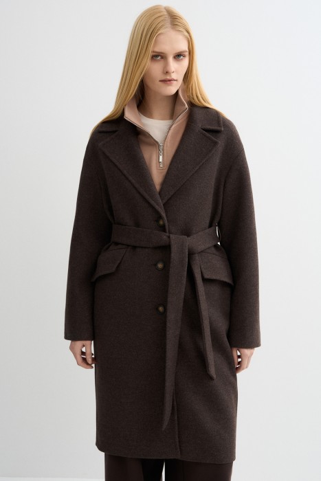 пальто с поясом от бренда снежная королева вид слева