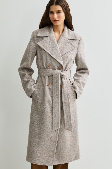 пальто с поясом от бренда снежная королева вид слева