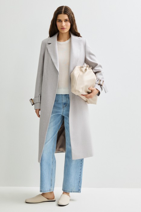 пальто с поясом 808689003 фотография