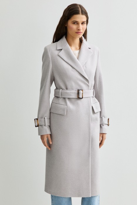 пальто с поясом от бренда снежная королева вид слева