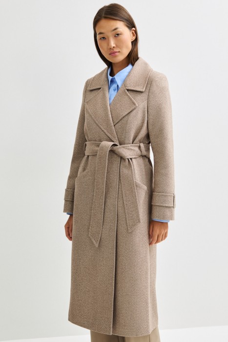 пальто с поясом от бренда снежная королева вид слева