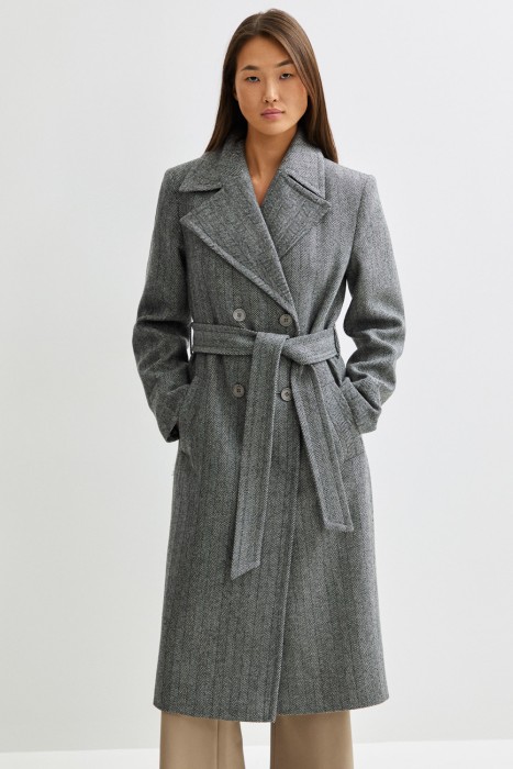 пальто с поясом от бренда снежная королева вид слева