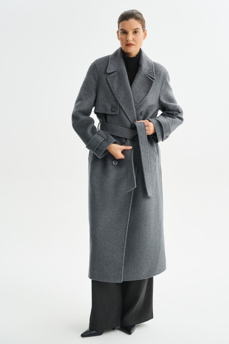 пальто с поясом от бренда снежная королева вид слева