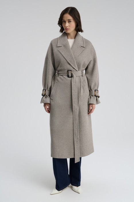 пальто с текстильным ремнем 718423003 фотография