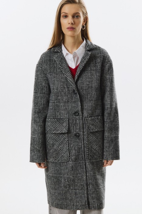 пальто в клетку от бренда снежная королева вид слева