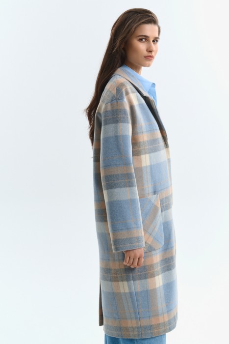 пальто в клетку от бренда снежная королева вид слева
