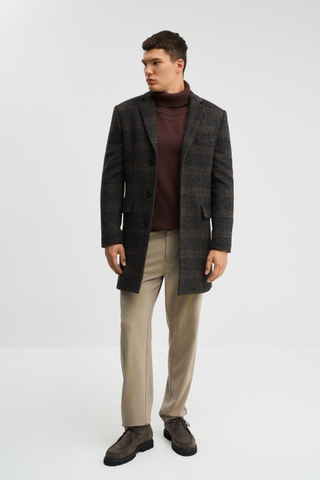 пальто в клетку из россии вид сбоку