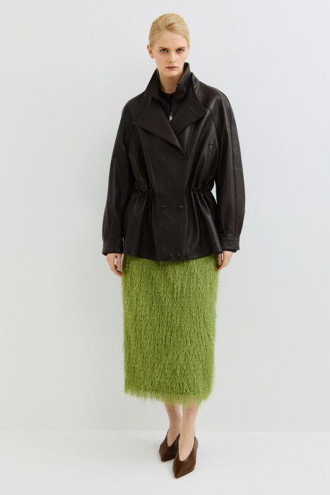 парка из натуральной кожи из россии вид сбоку